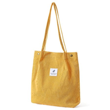 Dame Canvas Corduroy Tote Bags Håndveske Dame GUL