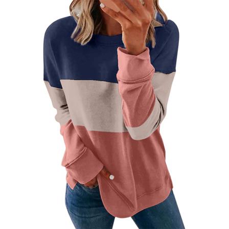 Långärmad Baggy Sweatshirt För Kvinnor Colorblock Patchwork T-shirt