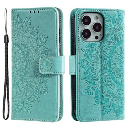 SKALO iPhone 16 Pro Max Mandala Flip Cover - Turkis