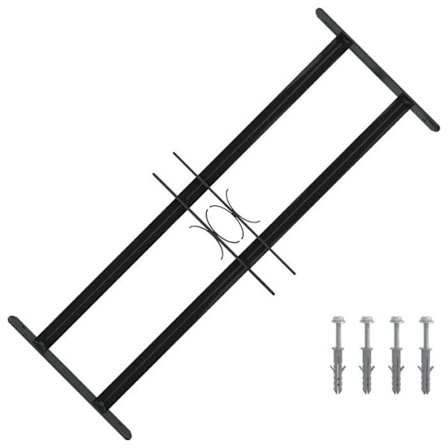 Justerbar fönstergrill - vidaXL - Svart - 76x30 cm - Pulverlackerad stål - Justerbar i bredd