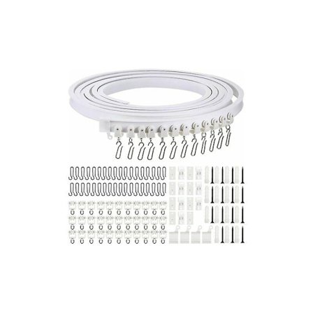 5 meter foldbar buet gardinskinne til loft, fleksibel buet gardinskinne, blød gardinskinne til gardinskinne med metalgardinkroge, rumdeler fo