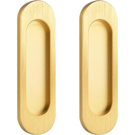 /EA/Pakke (Børstet Guld, 100mm) Selvklæbende Ovale Skydedørshåndtag Aluminiumlegering Ingen Stansning til Skydedøre, Ladevinduer, Skabe