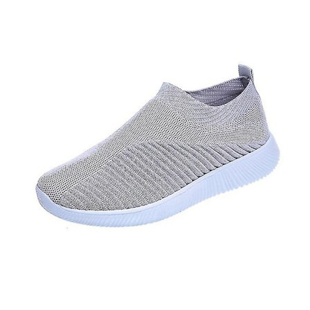 Slip-on sneakers för damer, andningsbara träningsskor sportskor