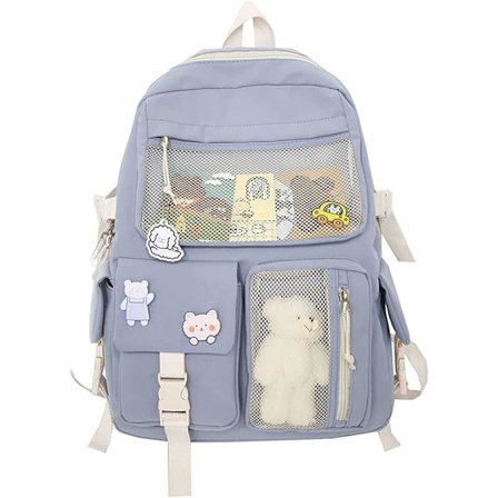 Sød rygsæk med nuttet nåletilbehør, plysvedhæng til skoletaske, studenterrygsæk til piger