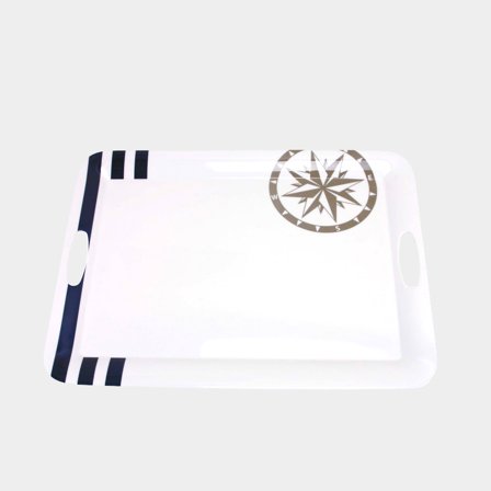 Taca serwisowa z melaminy Couleur Mer Marina, biało/niebieska, 50 x 37.5 cm - Jachtowa