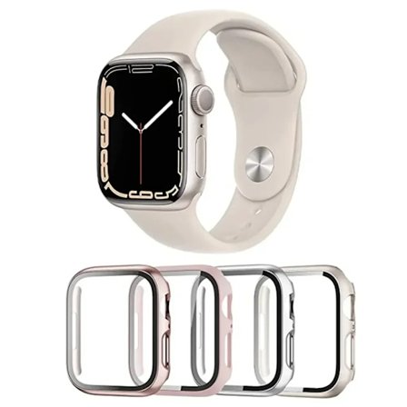 5-pack Glas+Fodral+Armband för Apple Watch armband 44mm 45mm 40mm 41mmm 38 42mm 44mm 45mm Silikon iWatch serie 4 5 6 se 7 8 9 armband