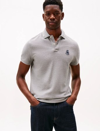 Tommy Hilfiger Heather Crest Reg Polo - Grey - XXL