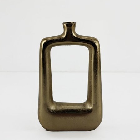 Kultainen alumiinimaljakko, 19x6x32cm, suorakaiteen muotoinen aukko