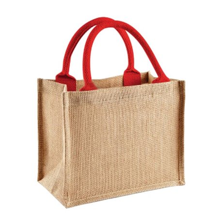 Jute Mini Presentpåse (6 liter) One Size Röd Naturlig/Ljusröd One Size