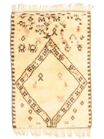 Mały Berber Moroccan - Beni Ourain 103X174 Wełna, Dywan