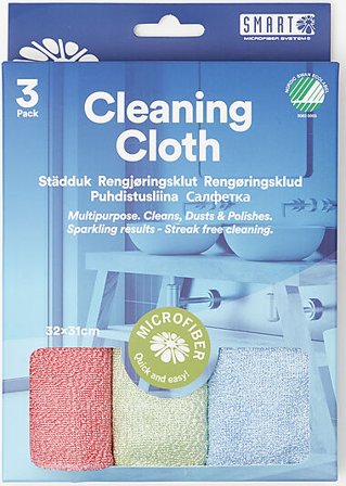 SMARTMICROFIBER RENGJØRINGSKLUT UNIVERSALKLUT MIKROFIBER 3PK