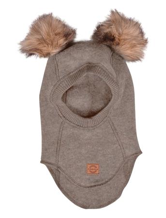 Wool Fullface W. Pom Pom Accessories Headwear Balaclava Beige Mikk-Line