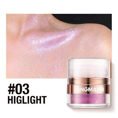 Body Highlighter Pudder, Ansigtsoplysende Shimmer Body Glitter Kontur Dup Pudder, Glitrende Blush Highlighter Pudder til Ansigts Øjne Body Glow Make