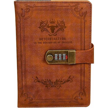 Lukollinen päiväkirja PU-nahkaa Salasanalla varustettu muistikirja Lukittava päiväkirja aikuisille yhdistelmälukolla A5 Kirjoitusmuistikirja Salainen 