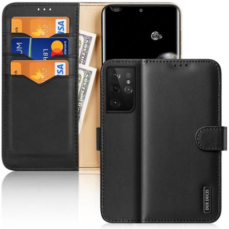 Samsung Galaxy S21 Ultra - Dux Ducis Hivo Äkta Läder Fodral - Sv Black Svart