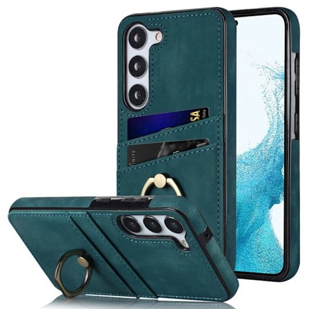 Samsung Galaxy S24 -kuori, korttipaikka ja rengaspidike, vihreä