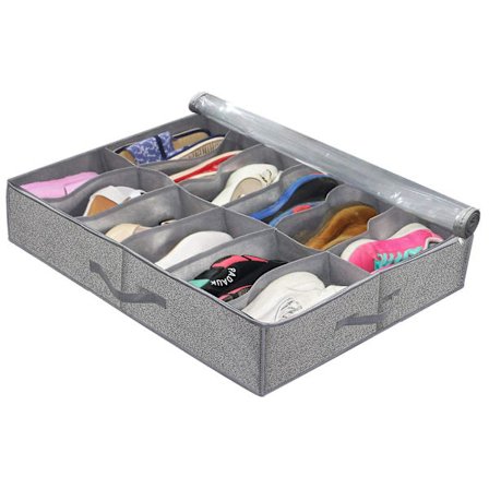 Sko-oppbevaringsboks under sengen, gjennomsiktig vindu, sammenleggbar, ikke-vevd