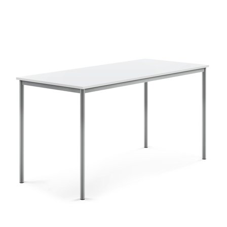 Tisch SONITUS, 1800x800x900 mm, Hochdrucklaminat weiß, alugrau