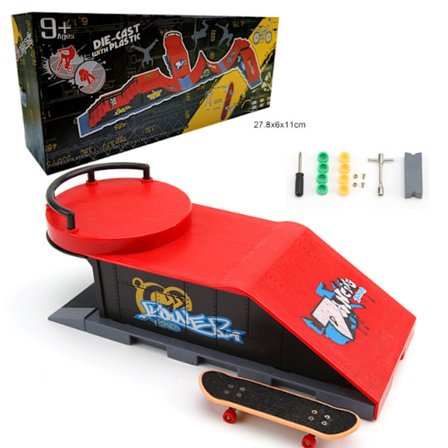 Finger Skateboard Ramp Set, Finger Skateboard Deck med Ramp för Barn Vuxen Finger Skateboard Träningsrekvisita Interaktivt Skateboardspel