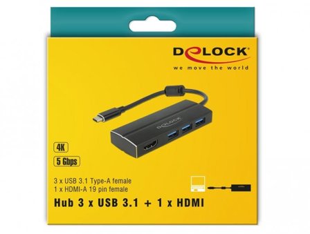 Delock Retail Pack - dokkingstasjon - USB-C 3.1 / Thunderbolt 3 - HDMI