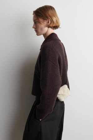 COS Women's Shearling Cardholder Wallet in White