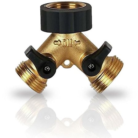 2-vejs hane splitter Y-fordeler til haveslange, dobbelt vandindløb vaskemaskine 3/4 tommer vandsplitter til tilslutning af 2 apparater, messing