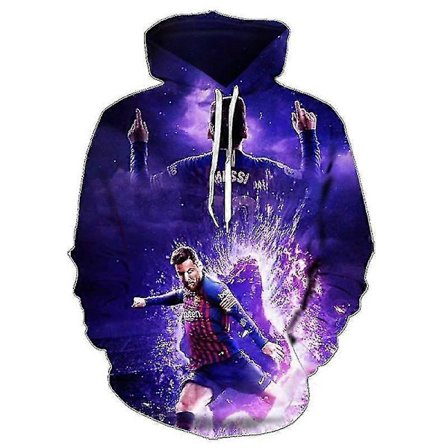 Fotballstjerne Messi Fan Cheer Løs Hettegenser 3d Helse Stoff Hettegenser Høy Kvalitet Voksen Barn