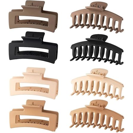 8 stk Universal tykke hårklemmer, stor hårklemme, rektangulær tykk hårklemme, anti-skli tykk hårklemme Voksenklemme for jenter med tykt hår