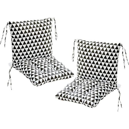 2-delars sittdynor med ryggstöd, ryggdyna med band, låg ryggdyna (modell 8, 40 x 40 cm)