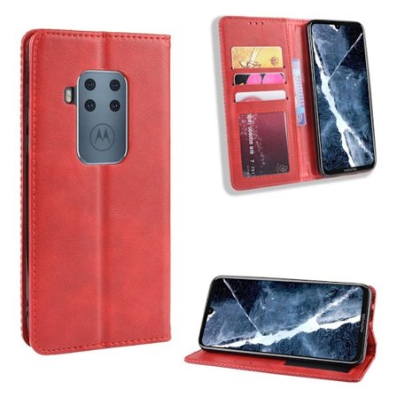 Bofink Vintage läder Motorola One Zoom fodral - Röd