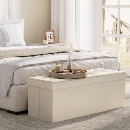 Suuri säilytystilallinen rahipenkki 110 × 38 × 38 cm – beige