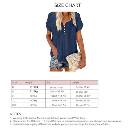 Dam Skjorta Andningsbar V-ringning Kort Ärm Spetsvirkad Enfärgad Casual Skjorta för Vardag Företag Semester Mörkblå XL