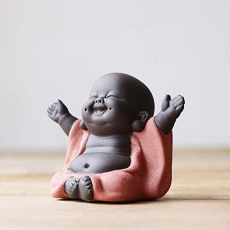 Keramisk liten söt Buddha munk docka kreativ baby hantverk docka prydnad gåva utsökt keramik hantverk