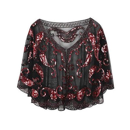 Dame 1920-talls Sjal Gatsby Fest Bryllupssjal Perlebrodert Paljetter Kveldsskjerf