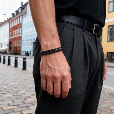 Schwarzes Edelstahl Fuchsschwanz Ketten Armband für Männer - Edelstahl Armbänder