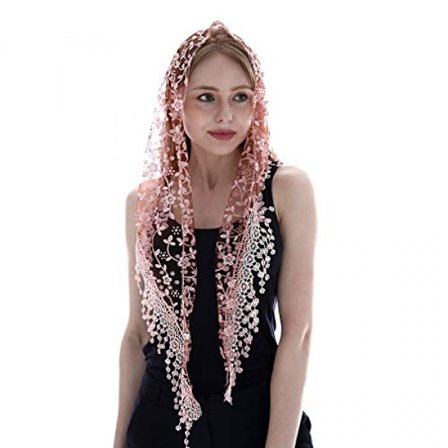 Kolmiopitsi morsiusverho Tulle huivi peittävä kirkko verho messuun häämorsiusneidot, Pinkki-kahvi