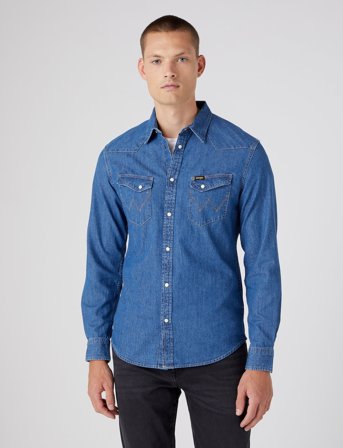Wrangler Ls Western Shirt - Navy - S