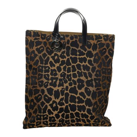Fendi Vintage, Pre-owned Leopard Print Nylon Tote Bag Bruin, Dames, Maat:ONE Size