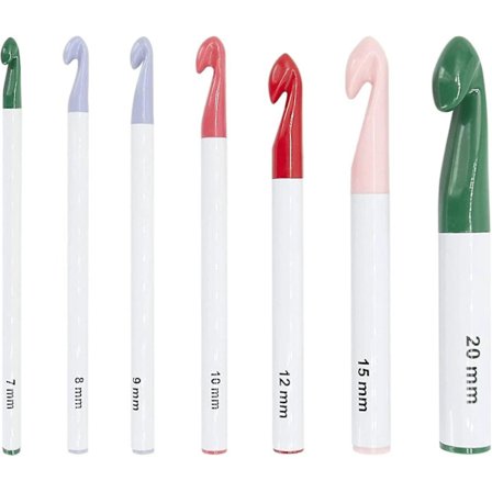 Heklenålsett med 7 stk Ergonomisk Komfortable Plastheklekroker