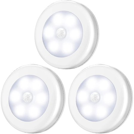 Motion Sensor Lights, Battery-powered Led Night Lights, Wall Lights For Hallway, Bathroom, Bedroom, Kitchen Etc. (white - Pack Of 3)