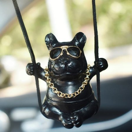 Nya Söta Anime Resin Hund Bil Tillbehör Gungande Bulldog Hänge Bil Ornament Backspegel Födelsedagspresent Par Tillbehör~03654