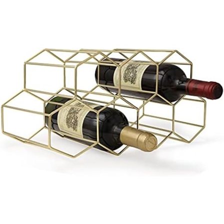 Viinipulloteline - 7 pullon pidike viinin säilytykseen, vapaasti seisova viinipulloteline viinikellaribaarikaappiin, seisova viinipulloteline 