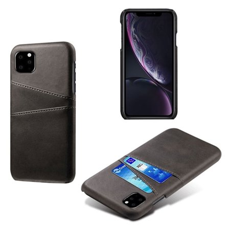 KSQ dobbelt kortspor vegansk læder belagt stødsikkert etui iPhone 11 Pro 5,8 tommer (2019) - Sort