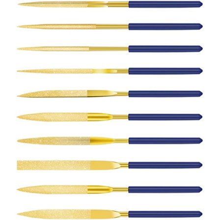 Set med 10 Mini Diamantmodelleringsfiler 140mm för Metall, Plast, G