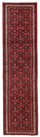 Hosseinabad Teppich Handgeknüpft 80X300 Läufer Dunkelrot/Schwarz Persien