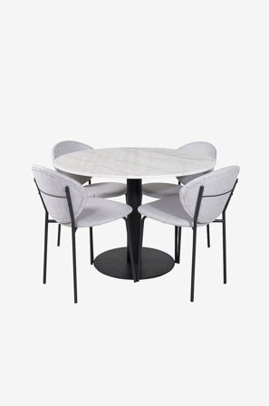 Venture Home - Spisegruppe Estri inkl. 4 spisestoler Visby - Hvit - Spisegrupper - Fra Homeroom