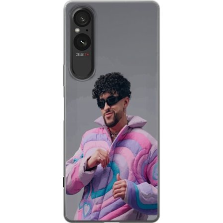 Yhteensopiva Puhelinkuori Sony Xperia 5 V Värikäs kuvaus surullisesta sydämestä rannalla palmujen, delfiinien ja auringonlaskun kanssa retro-taiteessa