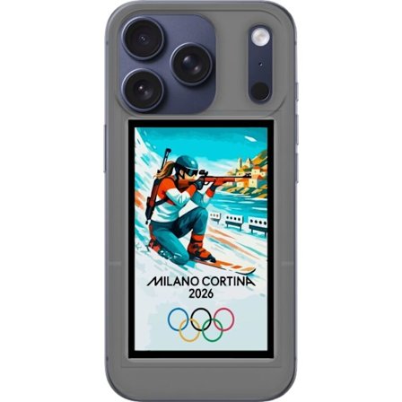 Kompatibelt Mobildeksel til Apple iPhone 17 Pro Retroplakat Cortina Milano 2026 med fjell, vintersportsutøvere, italienske trikolor, Milano-katedralen
