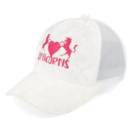 Unicorns - Branco trucker Boné - Kids Unicorns Heart Youth White Velvet A-frame Trucker @ Hatstore