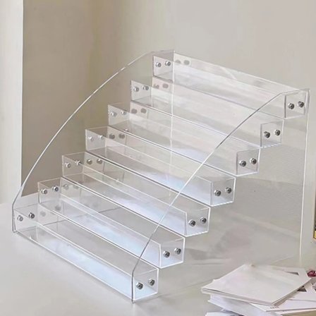 Akryl Neglelak Display Stand Opbevaringskasser Organizer 7 Niveauer Kosmetisk Makeup Holder Kort Bordplade Læbestifter Kontor Hjem